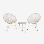 Sklum - ensemble de jardin avec 2 fauteuils et table d'appoint en acier et osier synthtique new acapulco ...