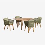Sklum - ensemble de table extensible en bois (90 - 150x90 cm) naele et 4 chaises de salle  manger barker ...