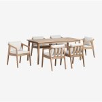 Sklum - ensemble table rectangulaire 180x90 cm et 6 chaises de salle à manger en bois d'acacia kaela Sklum - ensemble table rectangulaire 180x90 cm et 6 chaises de salle à manger en bois d'acacia kaela