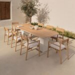 Sklum - ensemble table rectangulaire 260x110 cm en aluminium et bois de teck inkeri et 8 chaises de jardin ... Sklum - ensemble table rectangulaire 260x110 cm en aluminium et bois de teck inkeri et 8 chaises de jardin ...