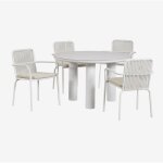 Sklum - ensemble table ronde arken, Ø120, en céramique et aluminium, et 4 chaises de salle à manger alberta ... Sklum - ensemble table ronde arken, Ø120, en céramique et aluminium, et 4 chaises de salle à manger alberta ...