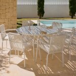 Ensemble table ronde val�rie, diam�tre 125 cm, et 6 chaises de jardin alberta en aluminium avec accoudoirs. ...
