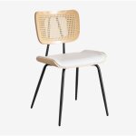 Sklum - pack de 2 chaises de salle � manger en bois, rotin et similicuir raysa