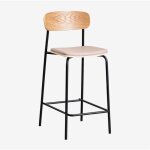 Sklum - lot de 2 tabourets hauts empilables 65 cm en fer et bois wilpier noir