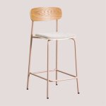 Sklum - lot de 2 tabourets hauts empilables 65 cm en fer et bois wilpier rose noisette
