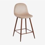 Sklum - pack de 2 tabourets hauts en velours glamm ?65 cm brun bl� bois fonc�