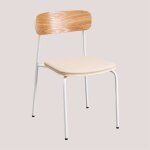 Sklum - pack de 4 chaises de salle  manger empilables en fer et bois wilpier blanc gardenia