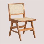 Sklum - pack de 4 chaises de salle  manger en frne et rotin lali