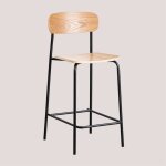 Sklum - lot de 4 tabourets hauts empilables 65 cm en fer et bois wilpier noir