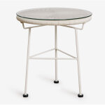 Sklum - table d'appoint de jardin ronde �45 cm en acier et osier synth�tique acapulco tapioca beige