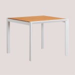 Sklum - table de jardin archer classic en bois d'eucalyptus et aluminium blanc gardenia 90 x 90 cm