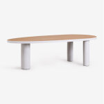 Sklum - table de jardin ovale 260x110 cm en aluminium et bois de teck taneli
