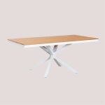 Sklum - table de jardin rectangulaire 180x100 cm en aluminium et bois archer blanc gardenia