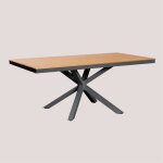 Sklum - table de jardin rectangulaire 180x100 cm en aluminium et bois archer gris graphite