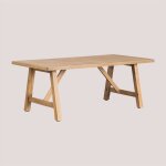 Sklum - table de jardin rectangulaire en bois d'acacia de duba� acacia rustique marron 200 x 100 cm