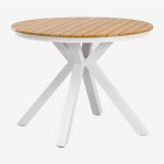 Sklum - table de jardin ronde en aluminium et bois d'eucalyptus archer blanc gardenia �100 cm