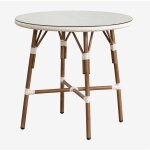 Sklum - table de cuisine ronde Ø80 cm en aluminium et rotin synthétique brielle bistro blanc gardenia ... Sklum - table de cuisine ronde Ø80 cm en aluminium et rotin synthétique brielle bistro blanc gardenia ...