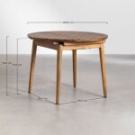 Sklum - table  manger ronde extensible 100 - 136x100 cm en bois d'acacia tenay