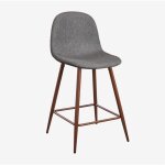 Sklum - tabouret haut glamm ?65 cm gris anthracite bois fonc�