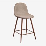 Sklum - tabouret haut glamm ?65 cm gris taupe bois fonc
