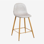 Sklum - tabouret haut glamm en simili cuir ?65 cm gris taupe clair bois naturel