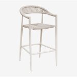 Sklum - tabouret haut de jardin amatria en aluminium et corde tresse tapioca beige