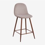 Sklum - tabouret haut en velours glamm ?65 cm gris taupe bois fonc�