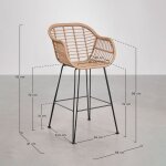 Sklum - tabouret de jardin haut en osier synthtique zole ?75 cm