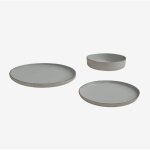 Sklum - vaisselle de 12 pi�ces en gr�s ronilena gris dauphin - marron