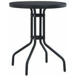 Skm table de jardin noir 60 cm acier et verre