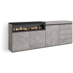 Skraut home - buffet, bahut, meuble de rangement, 207x75x35 cm, chambre à coucher, pièce, cheminée électrique, ... Skraut home - buffet, bahut, meuble de rangement, 207x75x35 cm, chambre à coucher, pièce, cheminée électrique, ...