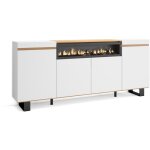 Skraut home - buffet salon et cuisine, meuble de rangement, commode, 200x35x87cm, 4 portes, chemin�e ...
