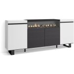 Buffet salon et cuisine, meuble de rangement, commode, 200x87x35cm, 4 portes, chemine lectrique, design ...