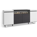 Buffet salon et cuisine, meuble de rangement, commode, 200x87x35cm, 4 portes, chemine lectrique, design ...