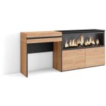 Skraut home - coiffeuse, table maquillage, rangement, 177x75x35 cm, avec tiroir, chemin�e �lectrique ...