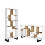 Skraut home - �tag�re biblioth�que, �tag�re de rangement, 67x31x174cm, design industriel, style moderne, ...