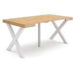 Skraut home - table console extensible, console meuble, 160, pour 8 personnes, pieds bois massif, style ...
