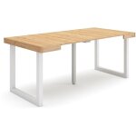 Skraut home - table console extensible, console meuble, 180, pour 8 personnes, pieds bois massif, style ...