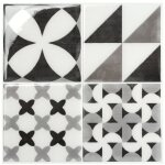 Carrelage adhsif mural x4, 22. 86 x 22. 86cm smart tiles vintage roma noir / blanc, sticker tuile effet ...