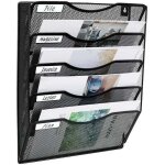 Snq - 5 poches maille mur porte - fichiers bureau suspendu dossier dossier magazine rack courrier trieur ...