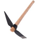 Pioche, outils  main, pic de jardin, manche en bois pour creuser