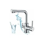Snq - robinet de cuisine 3 voies, mitigeur cuisine pivotant  360, robinetterie cuisine eau potable, ...