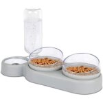 Set de gamelles pour chat, inclinable  15, double gamelle pour nourriture humide et sche, avec bouteille ...