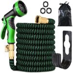 Snq - tuyau arrosage extensible 30m 100ft tuyau d'arrosage retractable avec support et pistolet arrosage ...