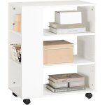 Sobuy - bout de canap table roulante avec tagres de rangement bibliothque  roulettes fbt68 - w  ...