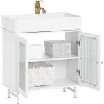 Sobuy - meuble sous lavabo de salle de bain avec 2 portes en verre, 2 Étagères et pieds surélevés design ... Sobuy - meuble sous lavabo de salle de bain avec 2 portes en verre, 2 Étagères et pieds surélevés design ...