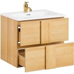 Sobuy - bzr172 - n meuble sous lavabo avec deux tiroirs meuble de rangement pour salle de bain meuble ...