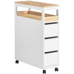 Jamais utilise] sobuy sobuy bzr54 - w armoire de toilette - 3 tiroirs - 4 roulettes - 65x23x82 cm - blanc ...