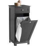 Sobuy - meuble bas de salle de bain avec 1 tiroir, panier  linge amovible et porte  rabat rangement ...