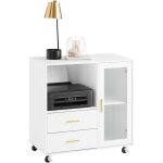 Sobuy - caisson de bureau  roulettes, support imprimante roulant, organiseur bureau, meuble de rangement ...